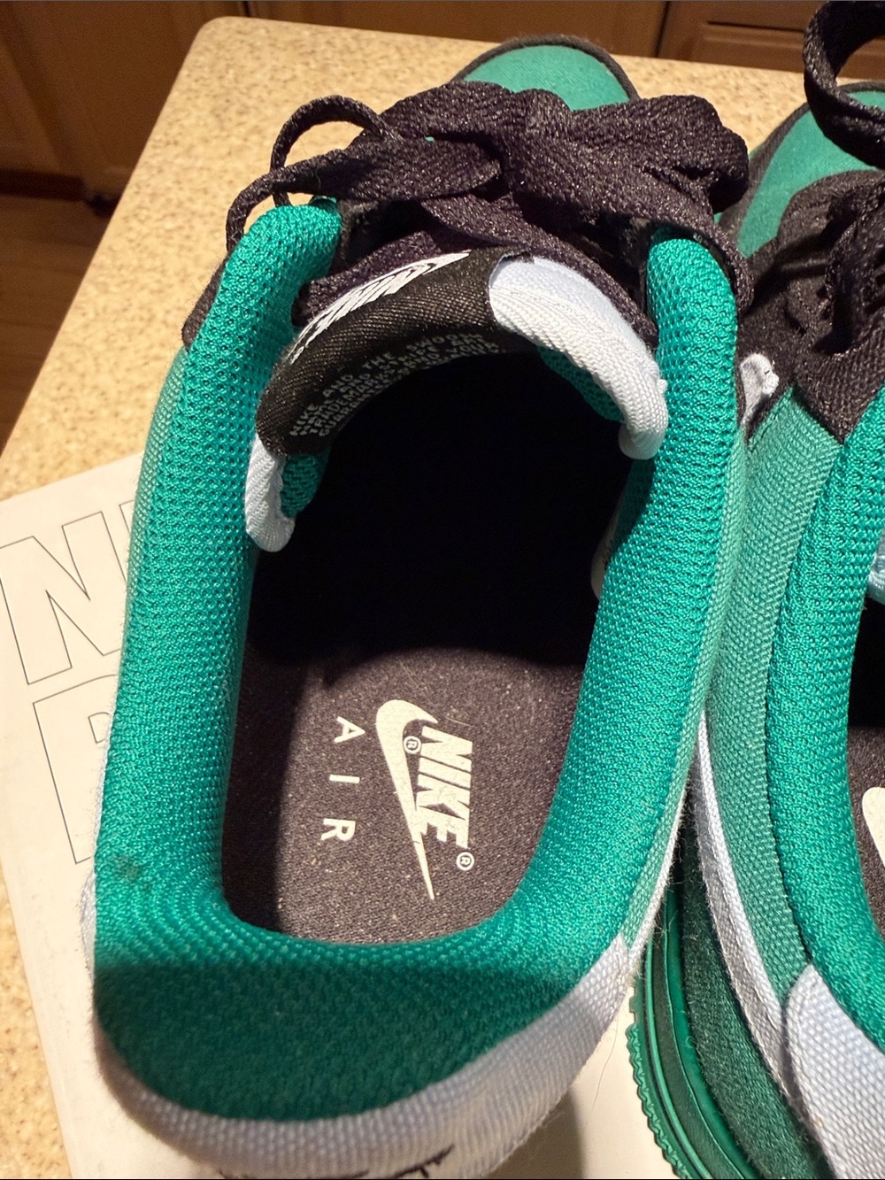 Nike Air Force 1 Fabric Low Top Sneakers - Teal & Black size US 9 - Picture 4 of 5